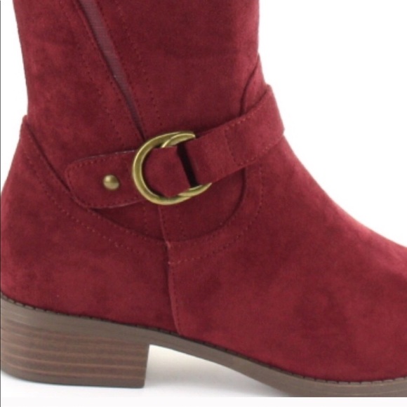 New TRIXIE Vegan Suede Wine Knee-High Riding Boot - Picture 9 of 9